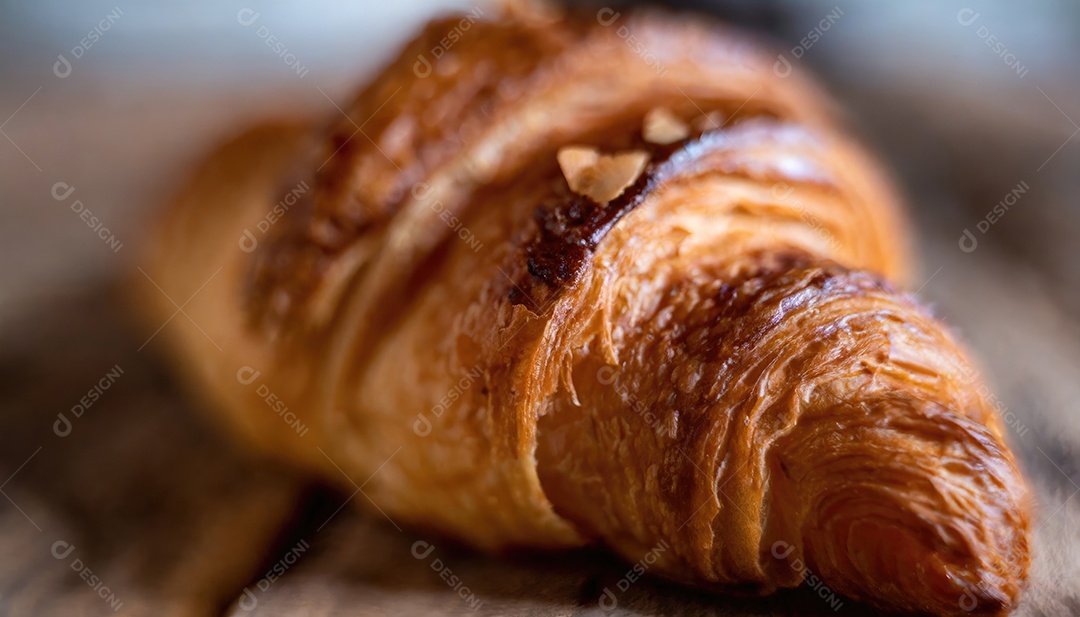 Delicioso croissant, artesão, rústico, fotógrafo de comida