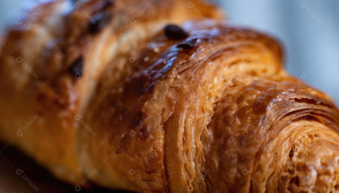 Delicioso croissant, artesão, rústico, fotógrafo de comida