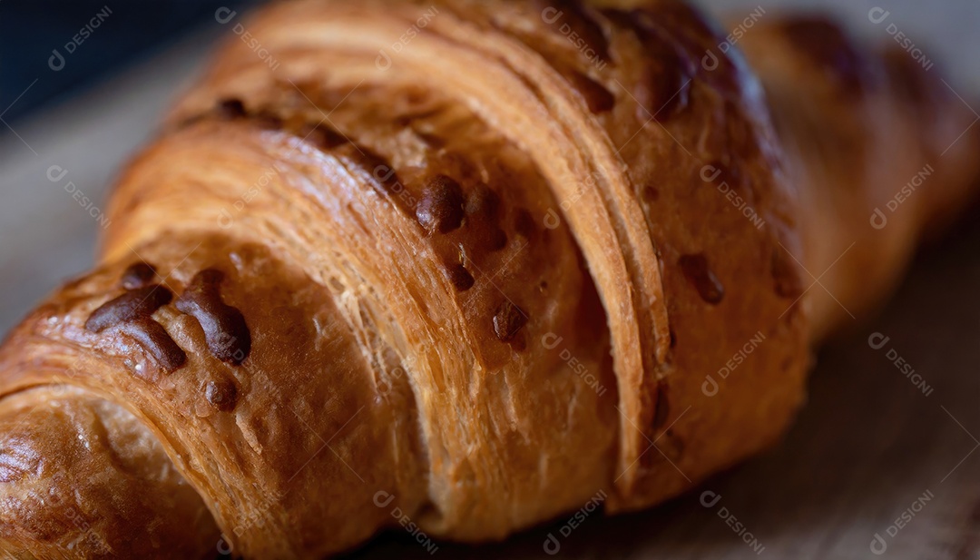 Delicioso croissant, artesão, rústico, fotógrafo de comida