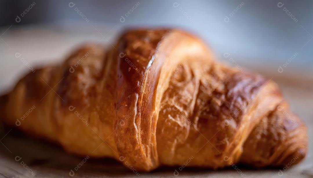 Delicioso croissant, artesão, rústico, fotógrafo de comida