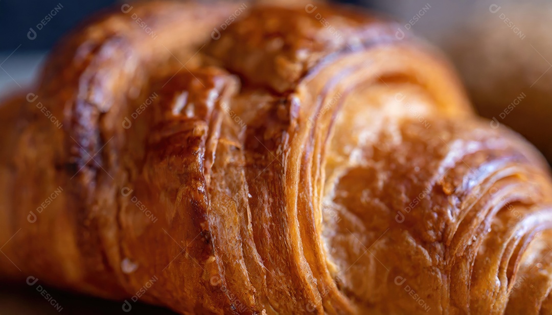 Delicioso croissant, artesão, rústico, fotógrafo de comida