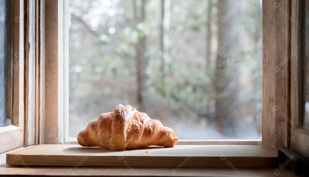Delicioso croissant, artesão, rústico, fotógrafo de comida