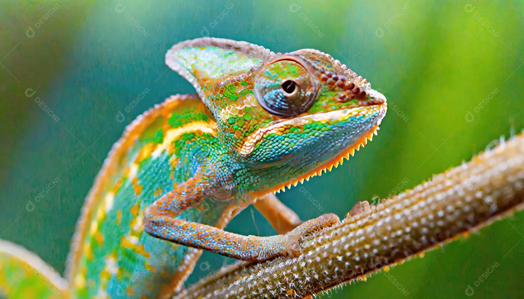 Foto macro de um camaleão