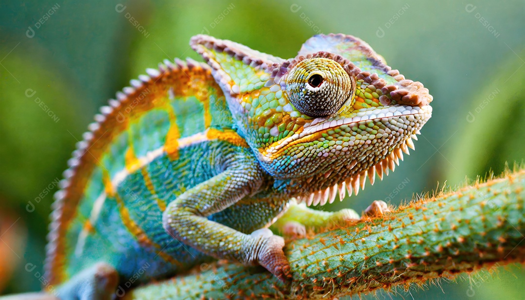 Foto macro de um camaleão