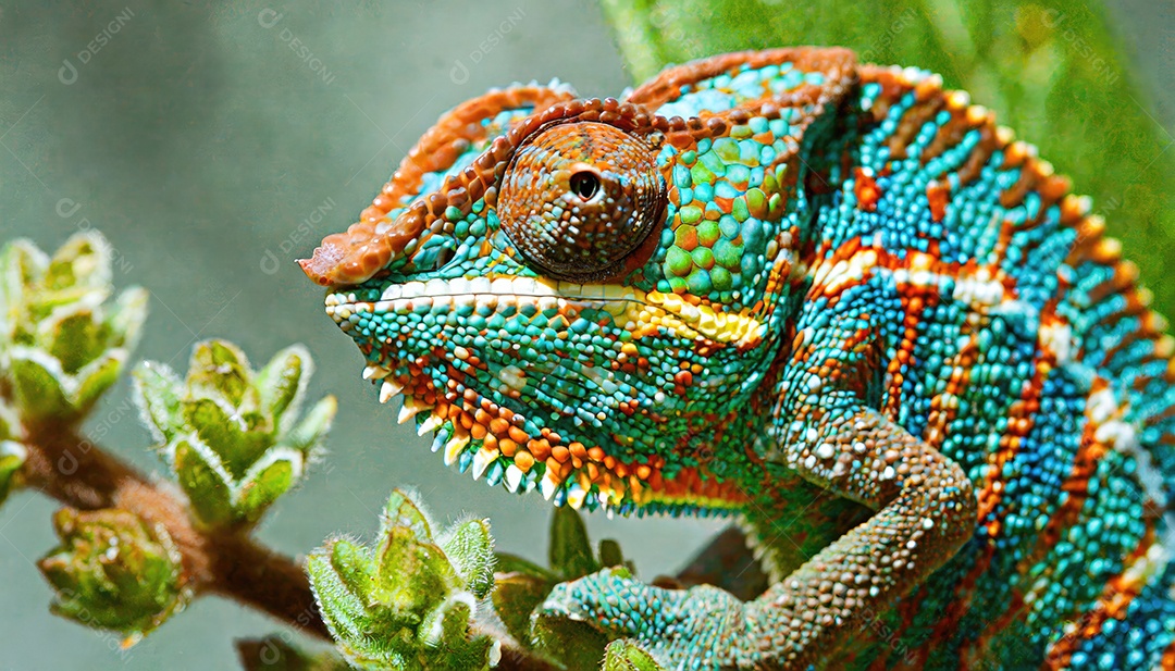 Foto macro de um camaleão