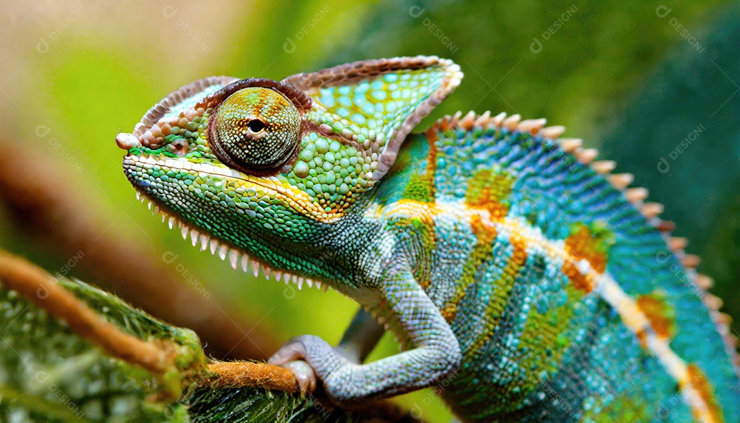 Foto macro de um camaleão