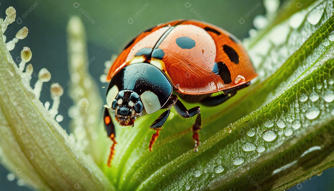 Joaninha em sua jornada pela campina.