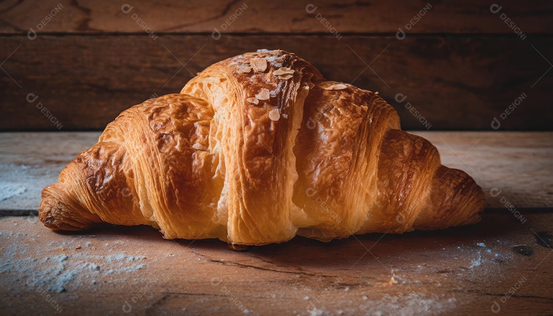 Um delicioso Croissant, artesão, rústico