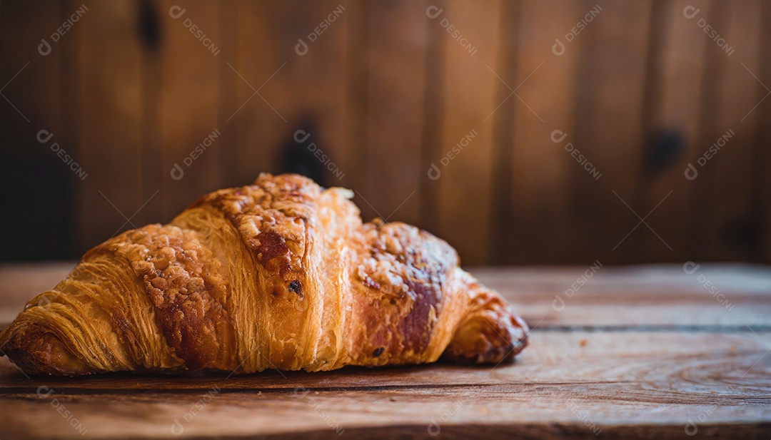 Um delicioso Croissant, artesão, rústico