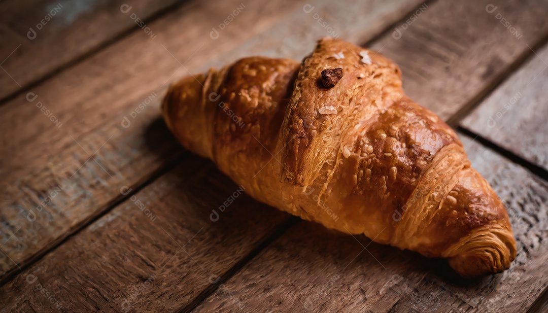 Um delicioso Croissant, artesão, rústico