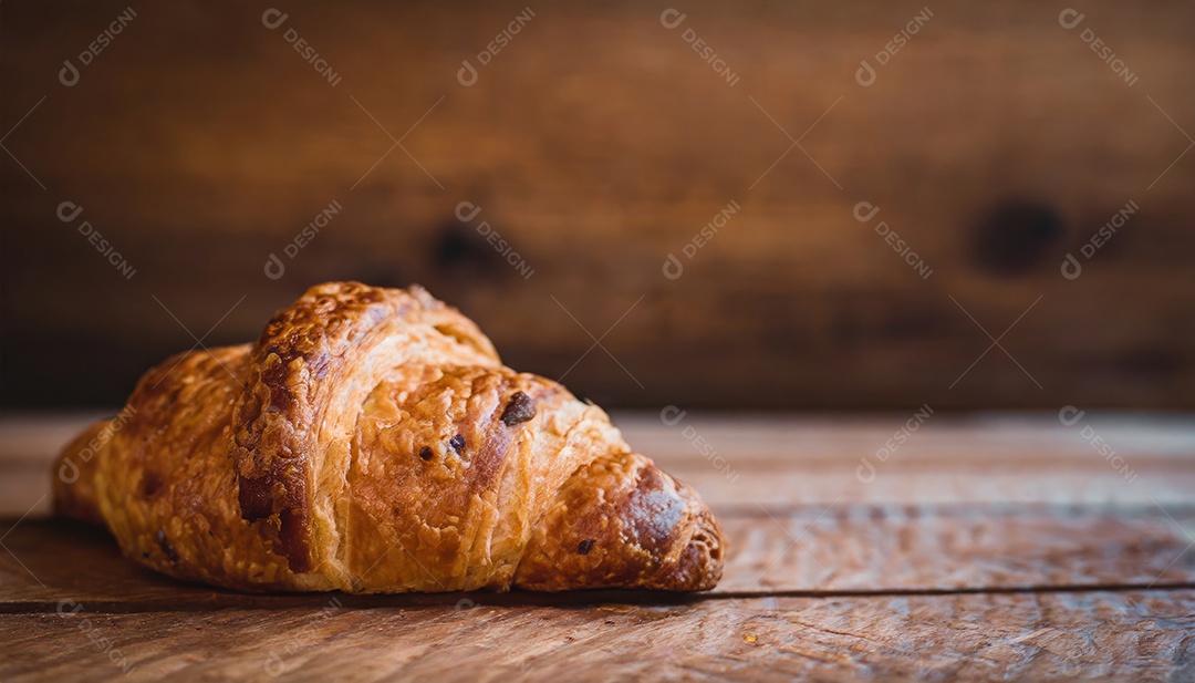 Um delicioso Croissant, artesão, rústico