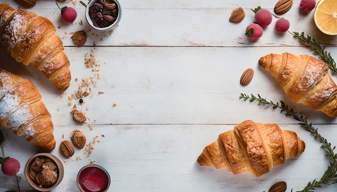 Um delicioso Croissant, artesão, rústico