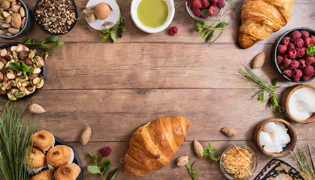 Um delicioso Croissant, artesão, rústico