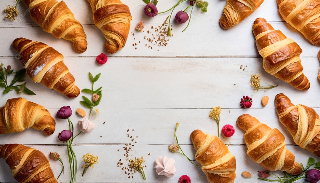 Um delicioso Croissant, artesão, rústico