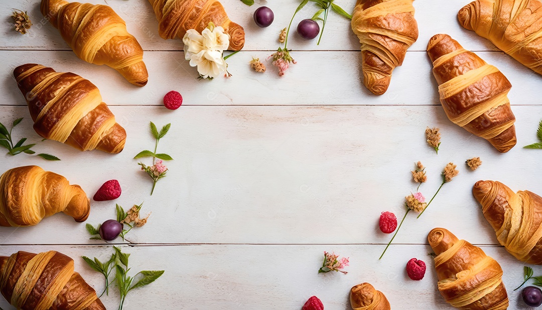Um delicioso Croissant, artesão, rústico