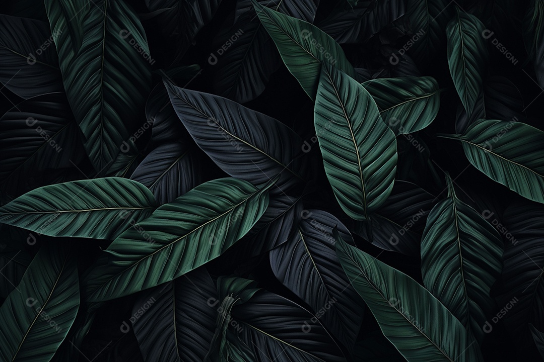 Fundo de folhas tropicais preto e verde