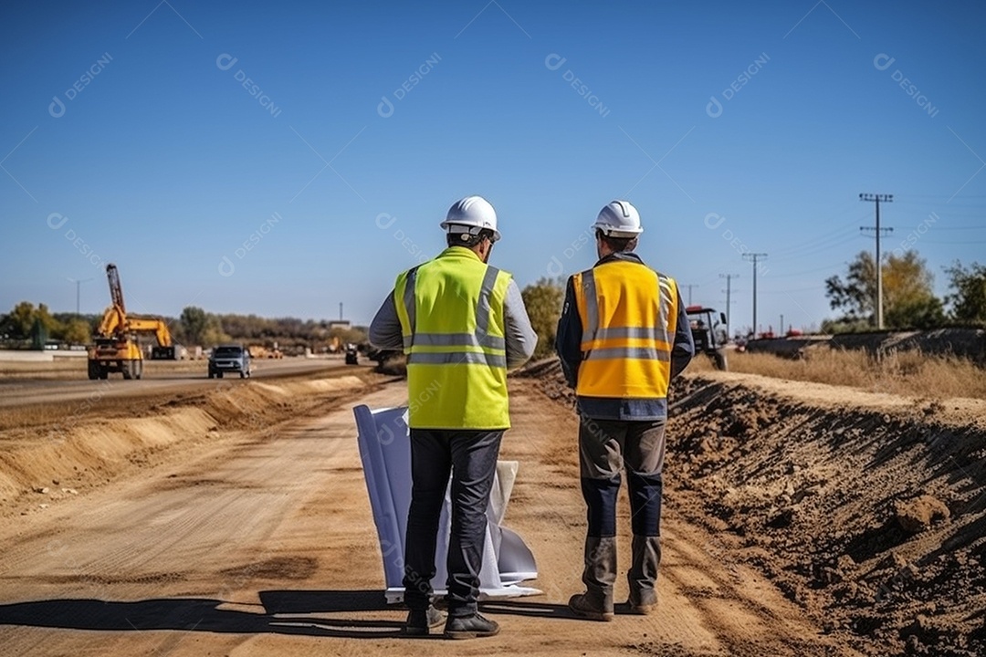 Equipe de supervisão de construção de estradas