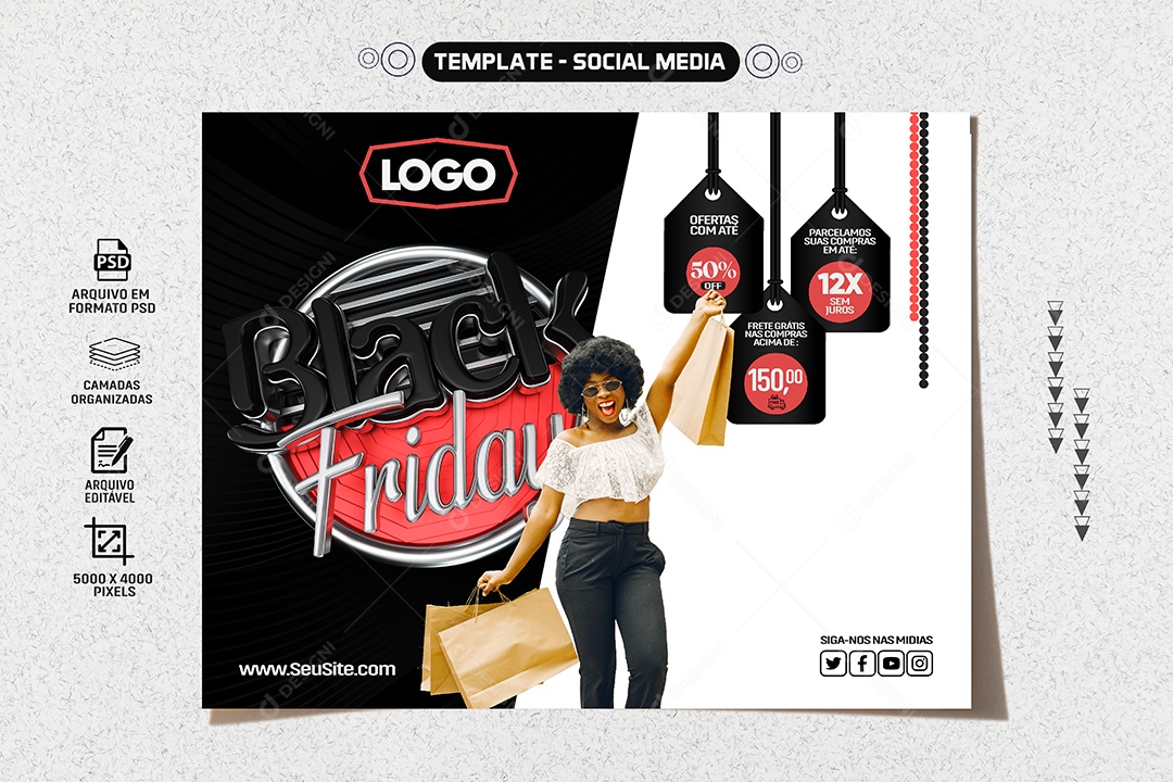 Social Media Banner Black Friday Ofertas PSD Editável