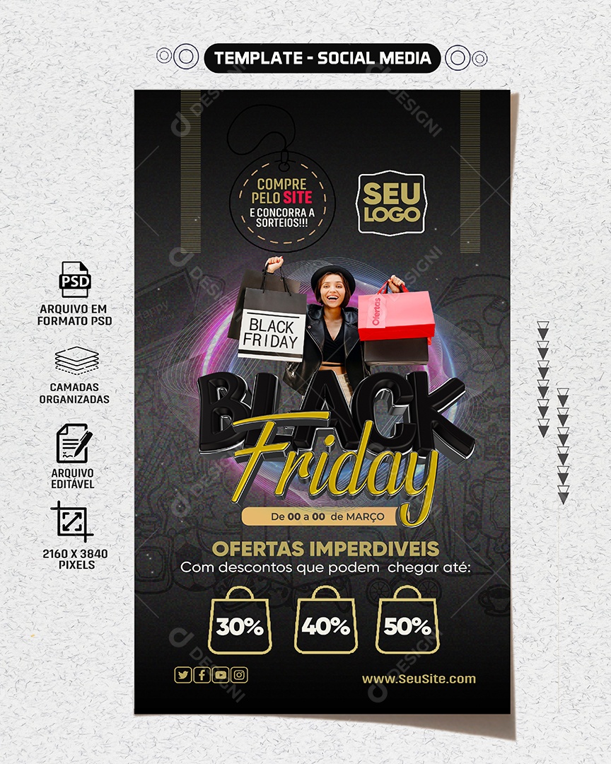 Social Media Story Black Friday Ofertas Imperdiveis PSD Editável