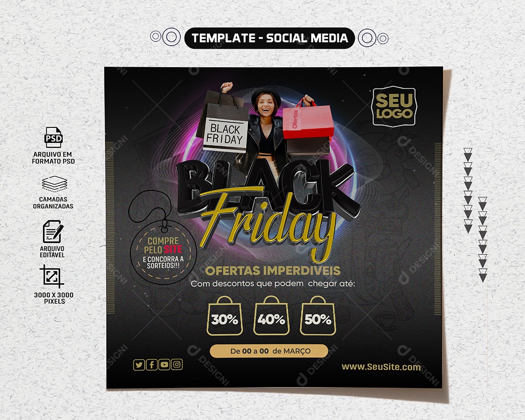 Feed Black Friday Ofertas Imperdiveis Social Media PSD Editável