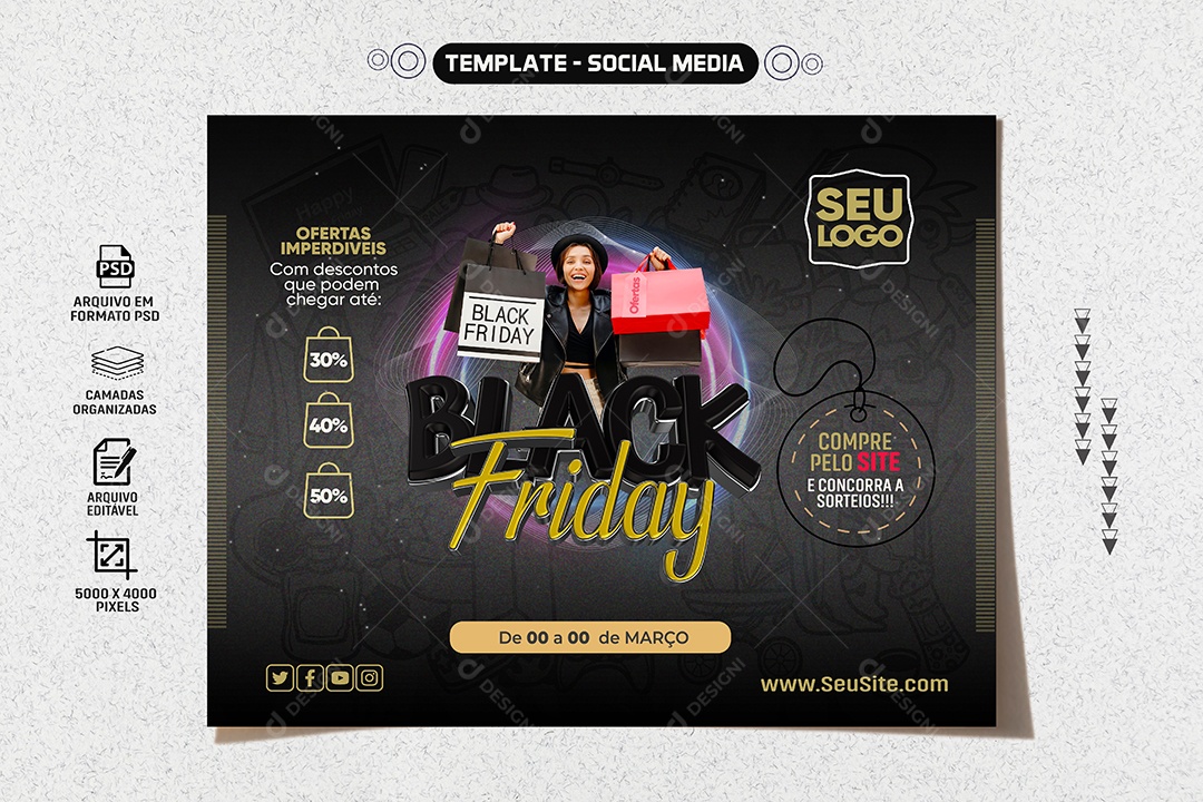 Banner Black Friday Ofertas Imperdiveis Social Media PSD Editável