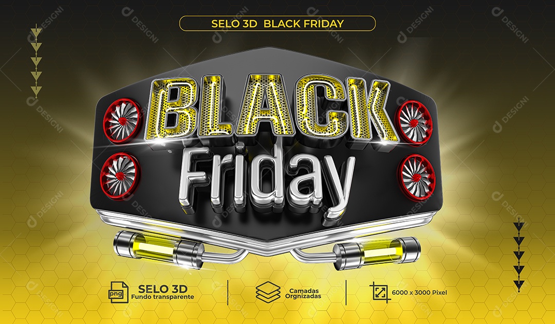 Selo 3D Black Friday Para Composição PSD