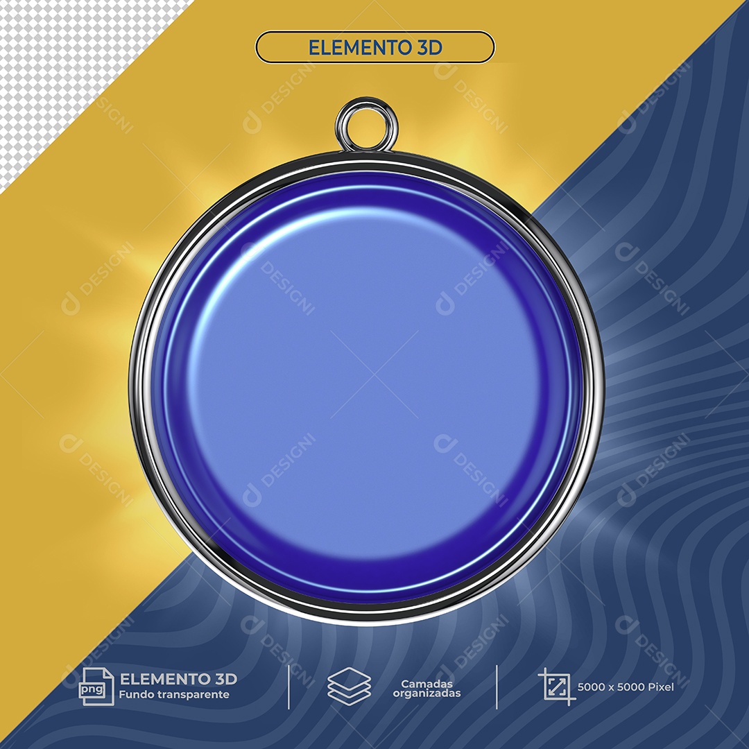 Elemento 3D Moldura Circular Azul Para Composição PSD