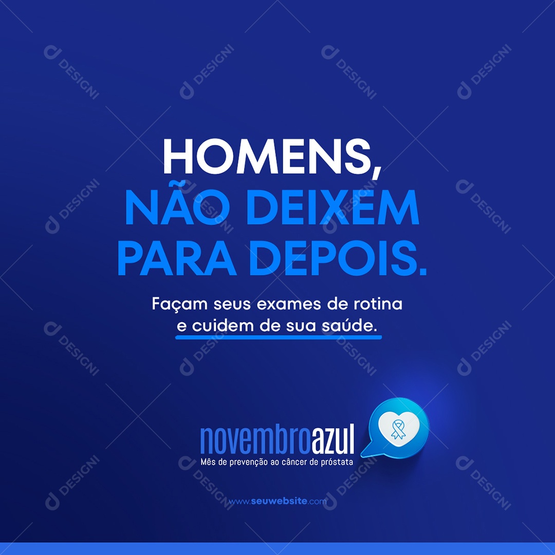 Social Media Feed Novembro Azul Homens Não Deixem Para Depois PSD Editável