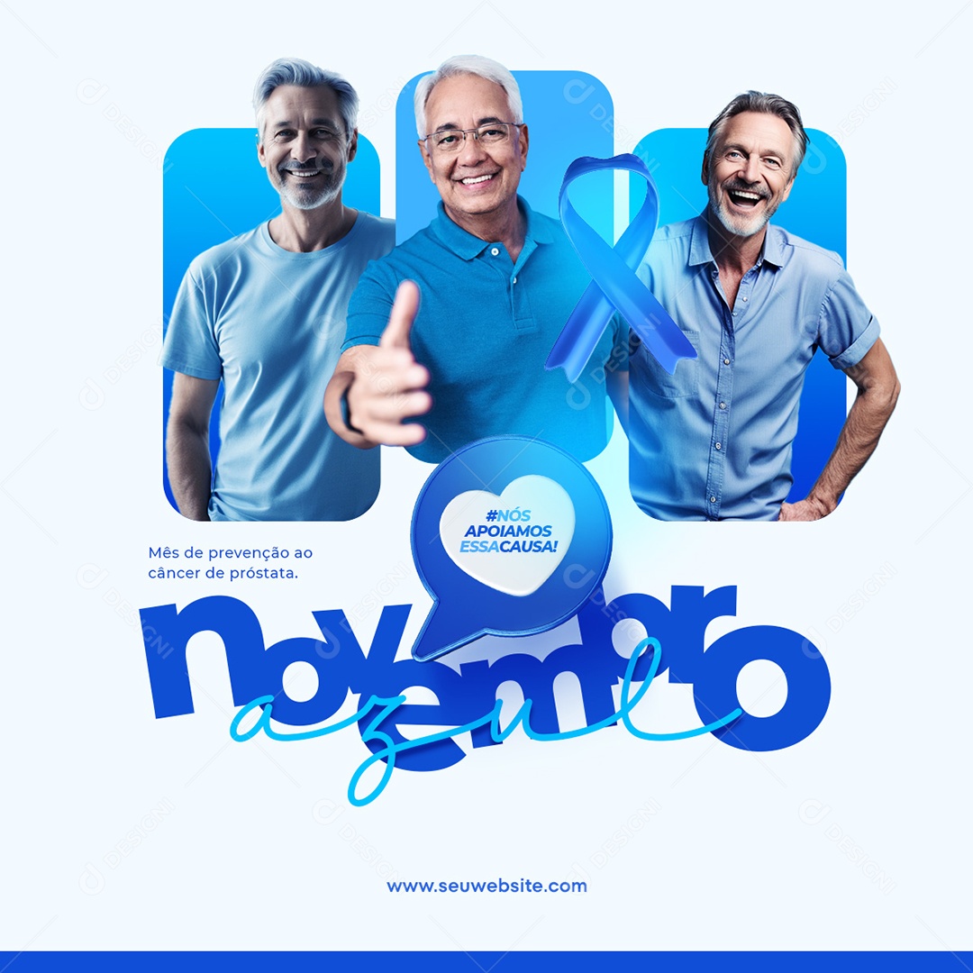 Feed Novembro Azul Mês De Prevenção Social Media PSD Editável