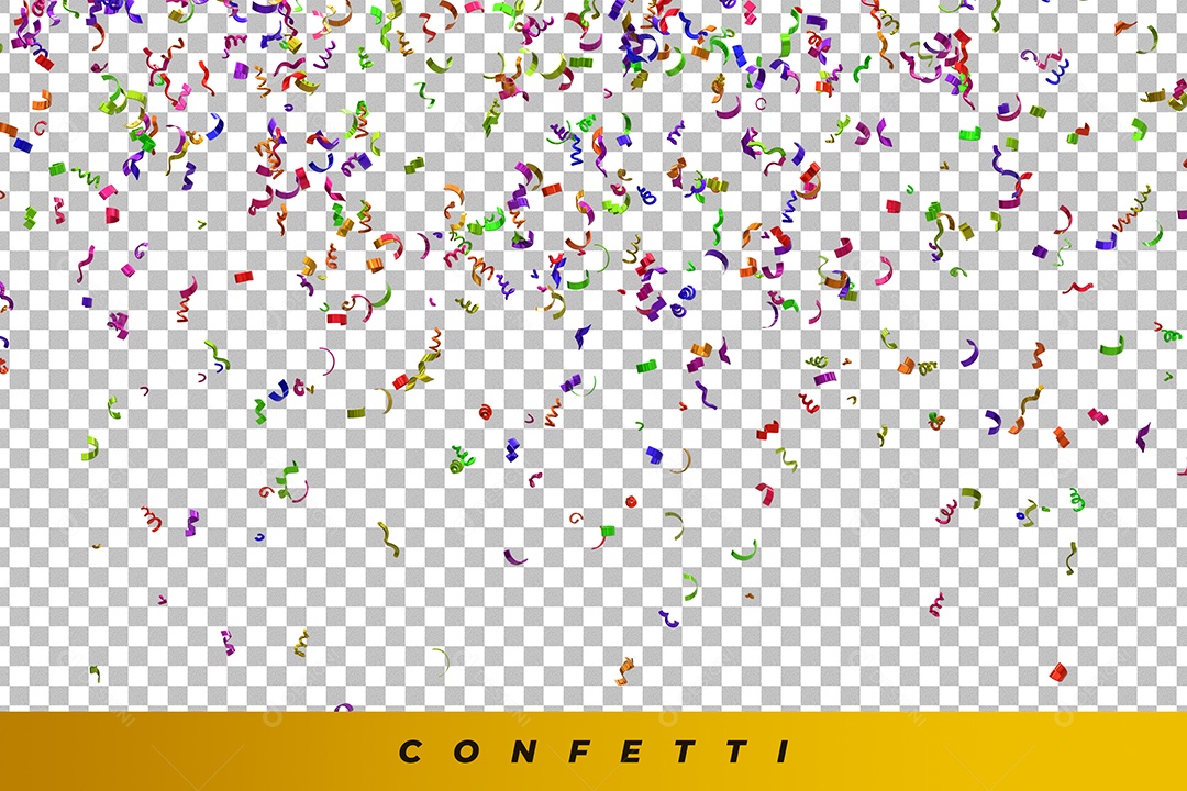 Confetes Elemento 3D Vermelho Verde Azul para Composição PSD