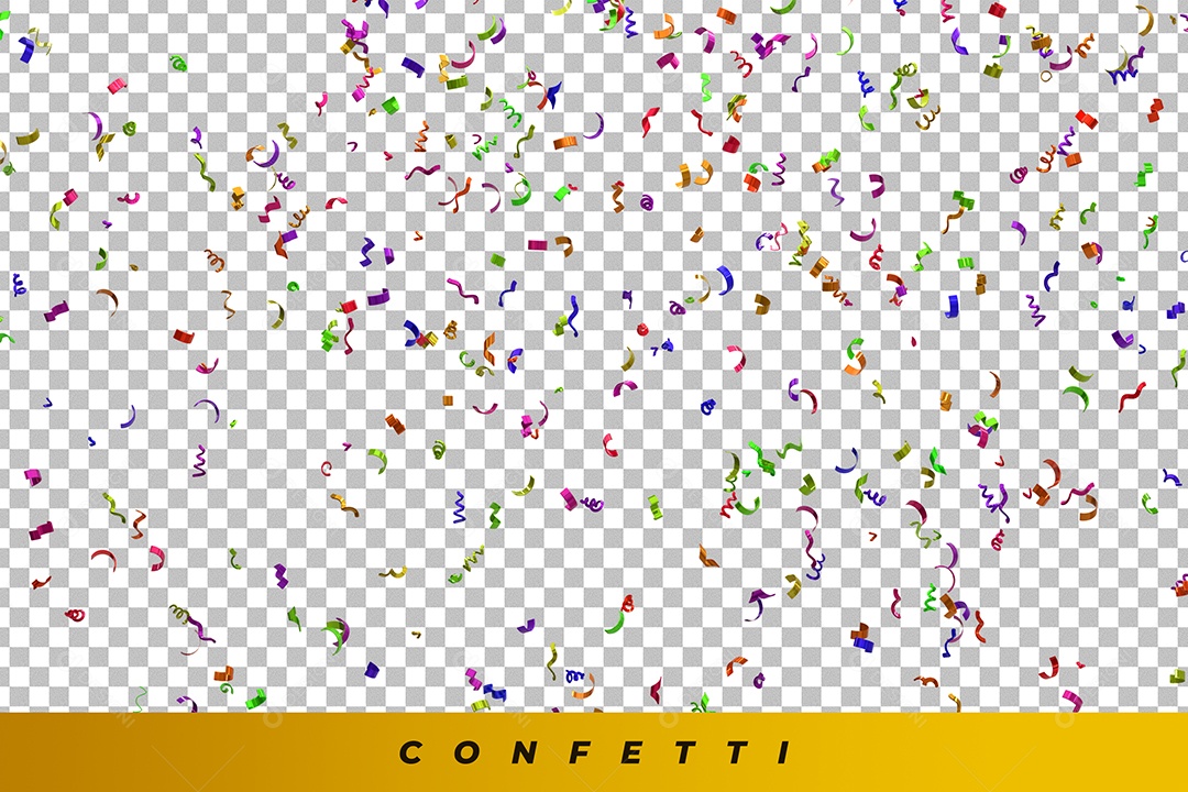 Confetes Elemento 3D Verde Azul Roxo para Composição PSD