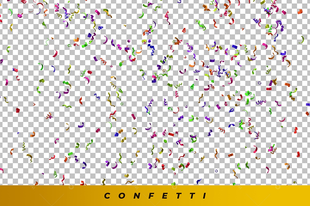Confetes Elemento 3D Amarelo Azul Vermelho para Composição PSD