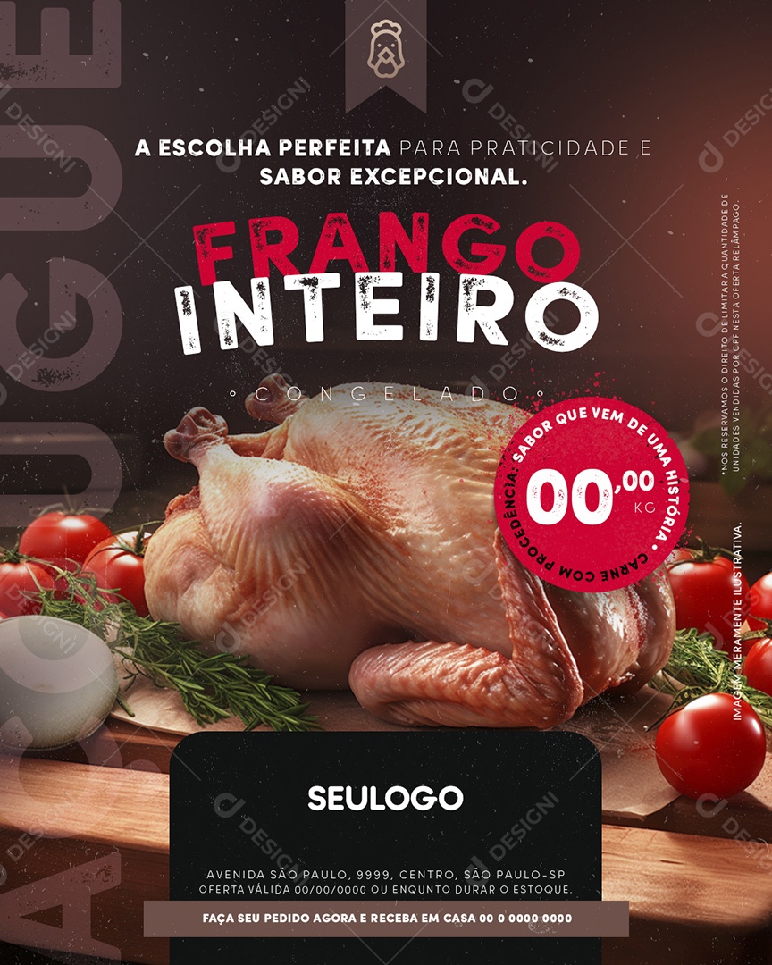 Açougue Frango Inteiro Congelado A Escolha Perfeita Social Media PSD Editável