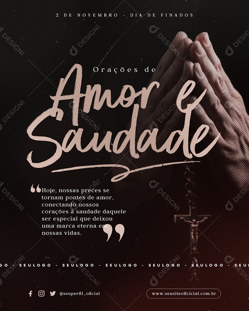 Dia de Finados Orações de Amor e Saudade Social Media PSD Editável