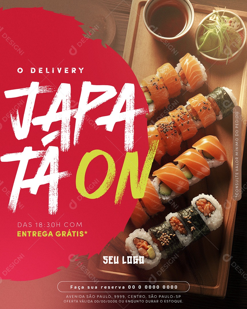 Comida Japonesa O Delivery Japa Tá On Entrega Grátis Social Media PSD Editável