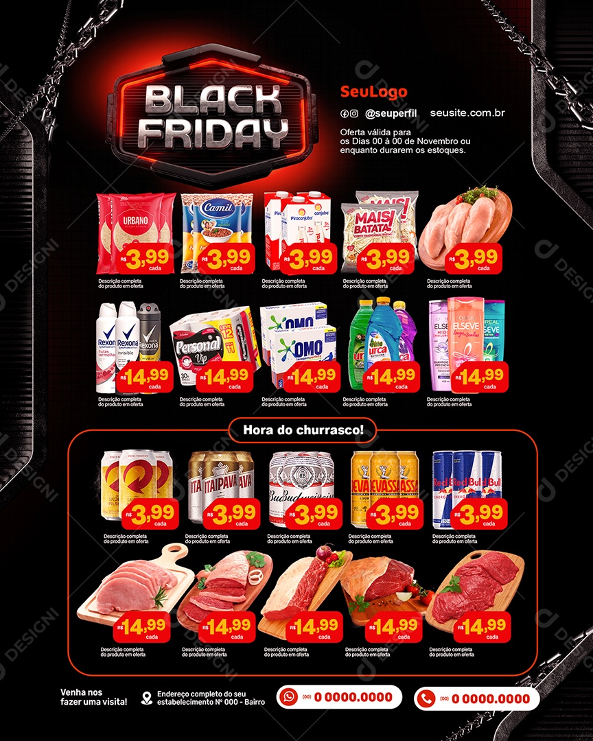 Social Media Booklet Black Friday Supermarket PSD Editable