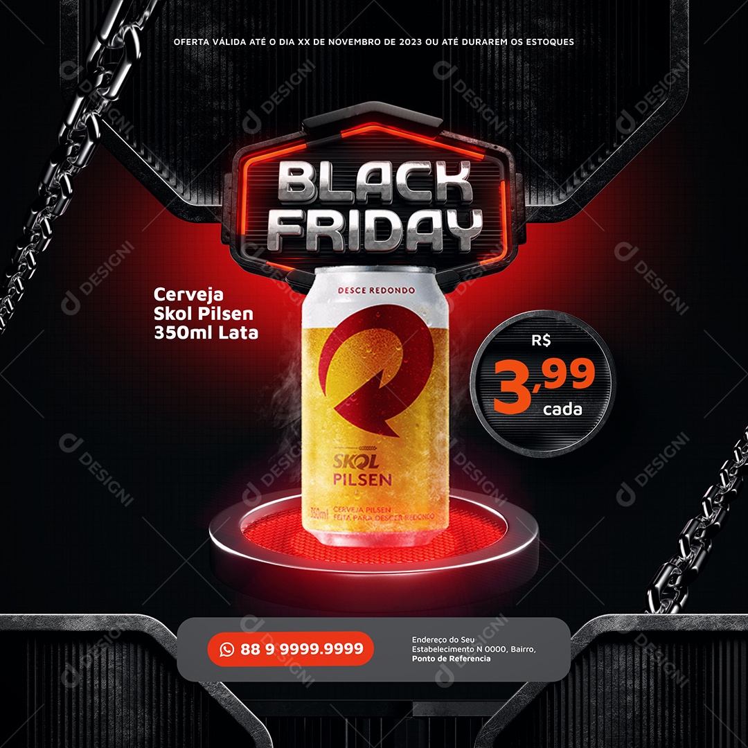 Black Friday Cerveja Skol Pilsen Social Media PSD Editável