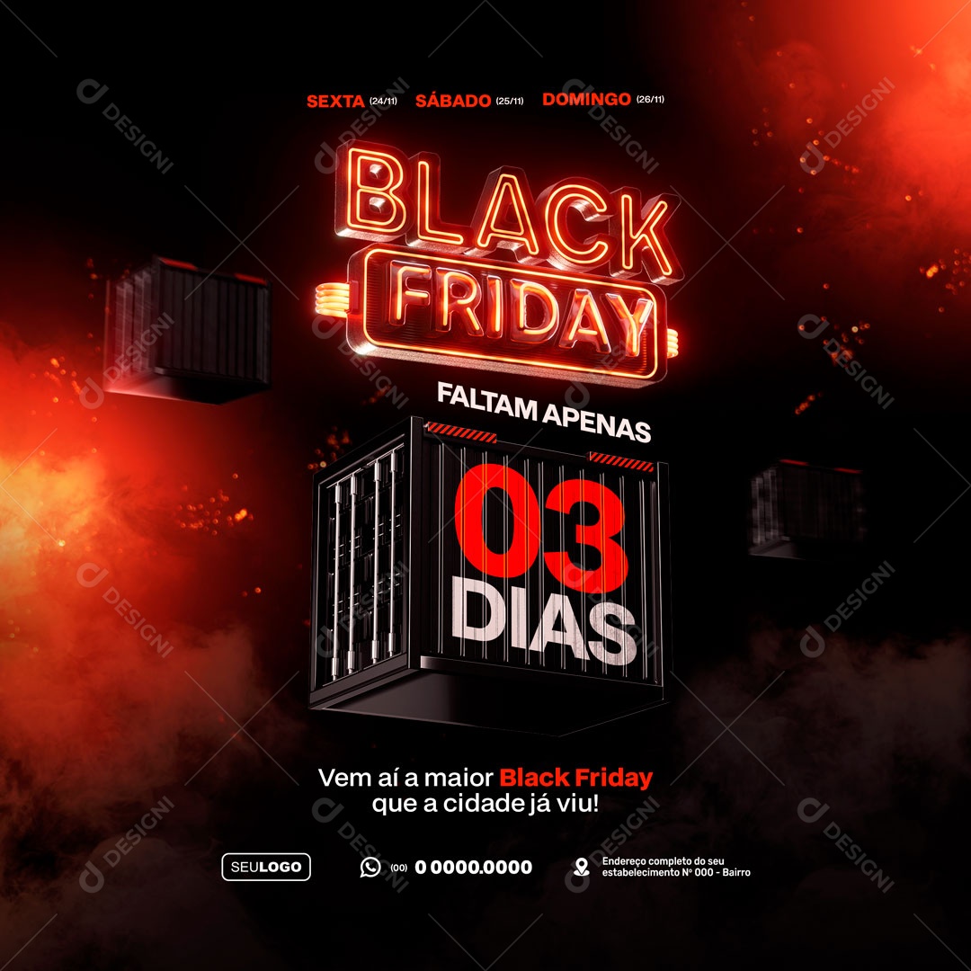 Social Media Feed Black Friday Faltam Apenas 03 Dias PSD Editável