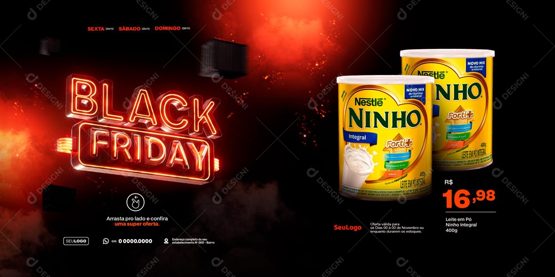 Banner Black Friday Leite Ninho Social Media PSD Editável