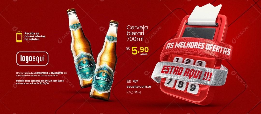 Social Media Banner As Melhores Ofertas Estão Aqui Cervejaria Cerveja Bierari PSD Editável