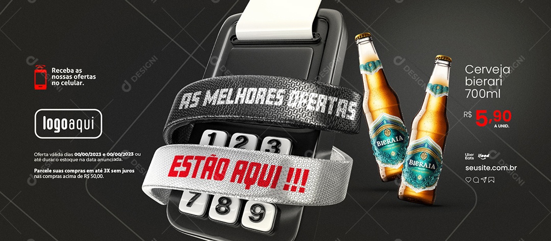Banner As Melhores Ofertas Estão Aqui Cervejaria Cerveja Bierari Social Media PSD Editável