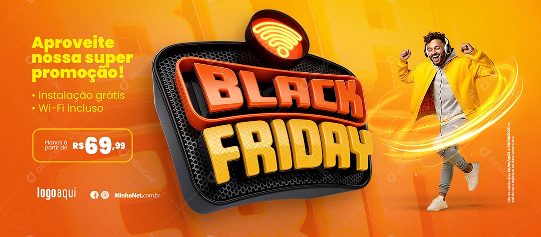 Banner Black Friday Provedor de Internet Aproveite nossa Super Promoção Social Media PSD Editável