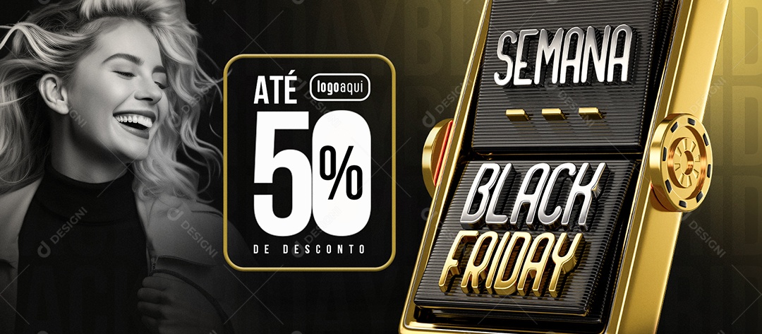 Banner Semana Black Friday Até 50% De Desconto Social Media PSD Editável