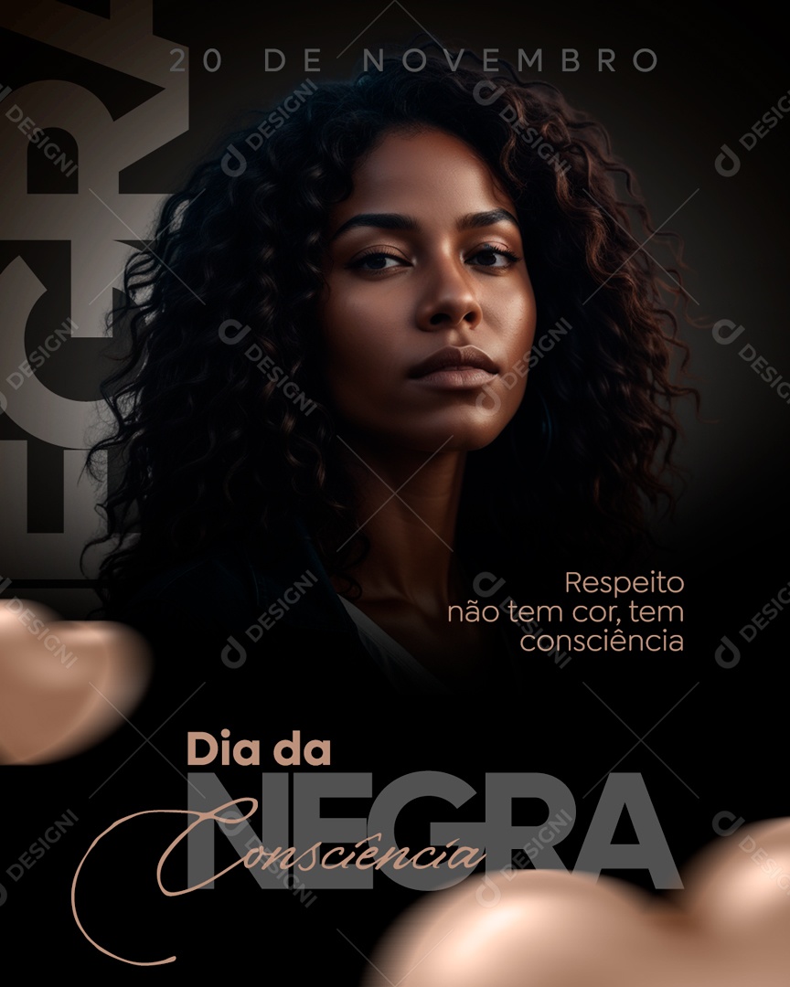 Dia da Consciência Negra 20 de Novembro o Respeito não tem Cor Social Media  PSD Editável