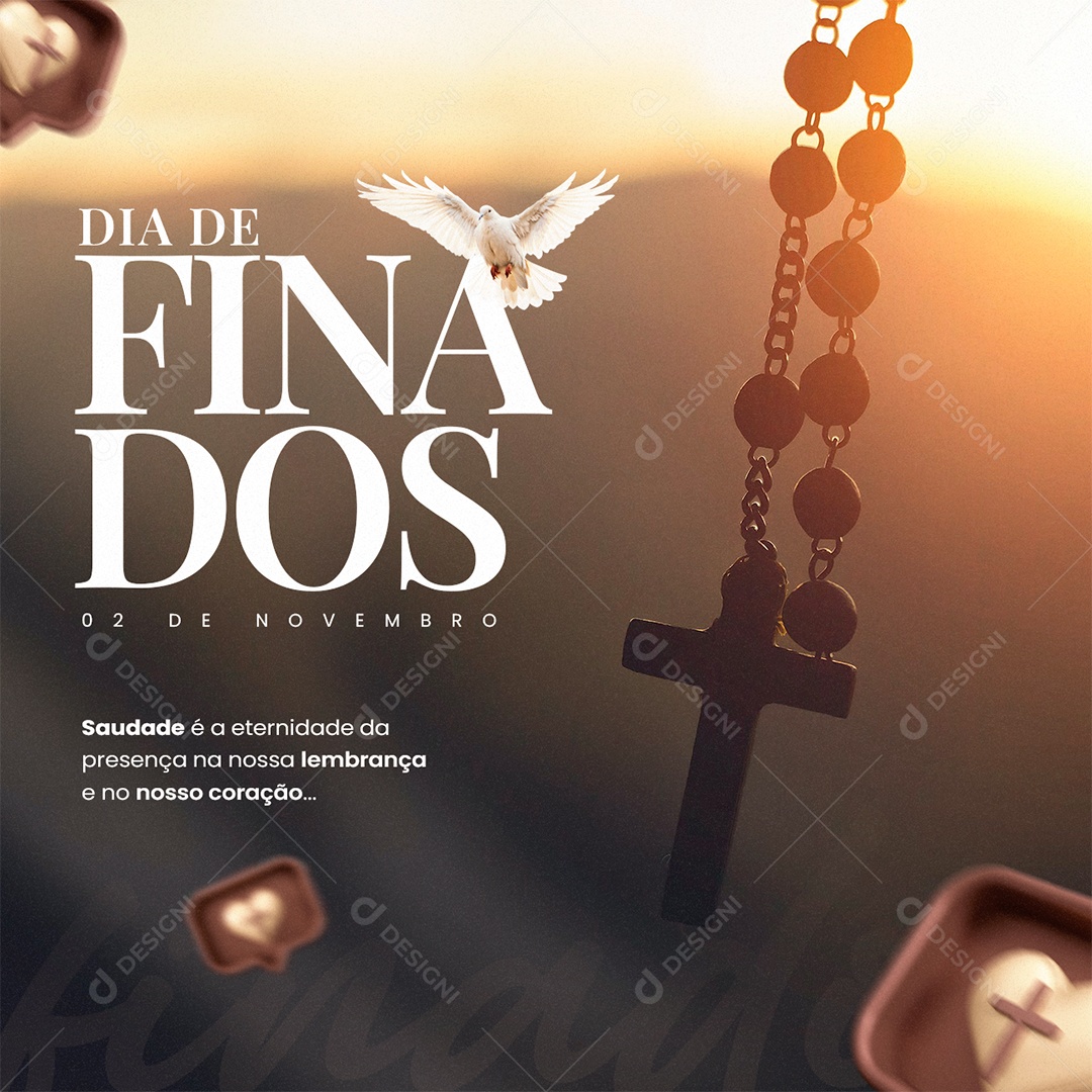 Dia de Finados Saudade é a Eternidade da Presença na Nossa Lembrança e no Nosso Coração Social Media PSD Editável