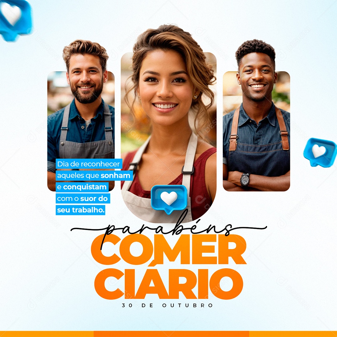 Social Media Dia do Comerciário Dia de Reconhecer Aqueles que Sonham PSD Editável