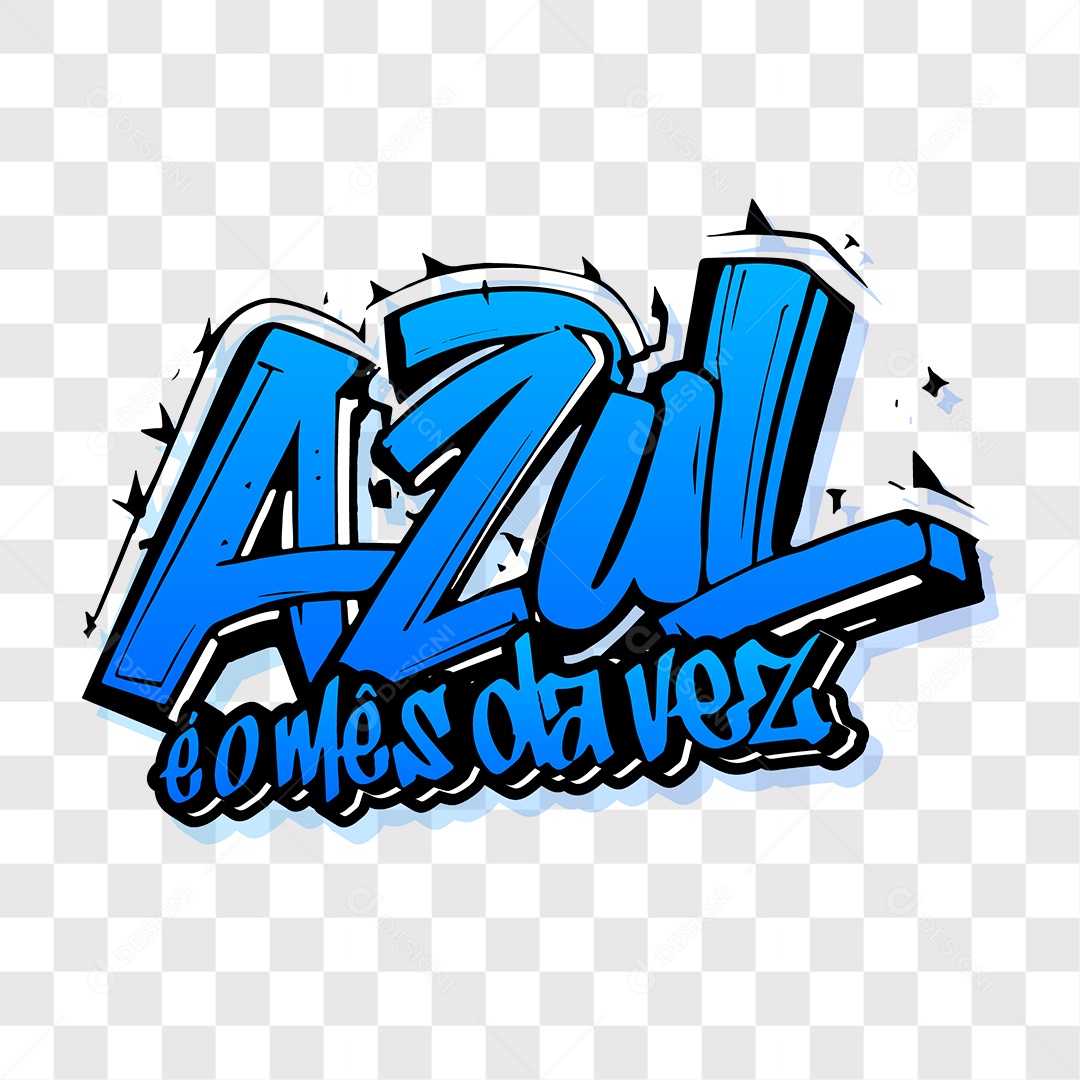 Lettering Novembro Azul Texto Azul é o Mês da Vez EPS + PNG