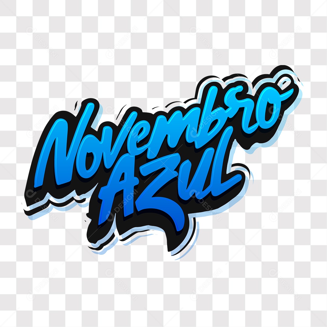 Lettering Novembro Azul Texto Azul e Preto EPS + PNG