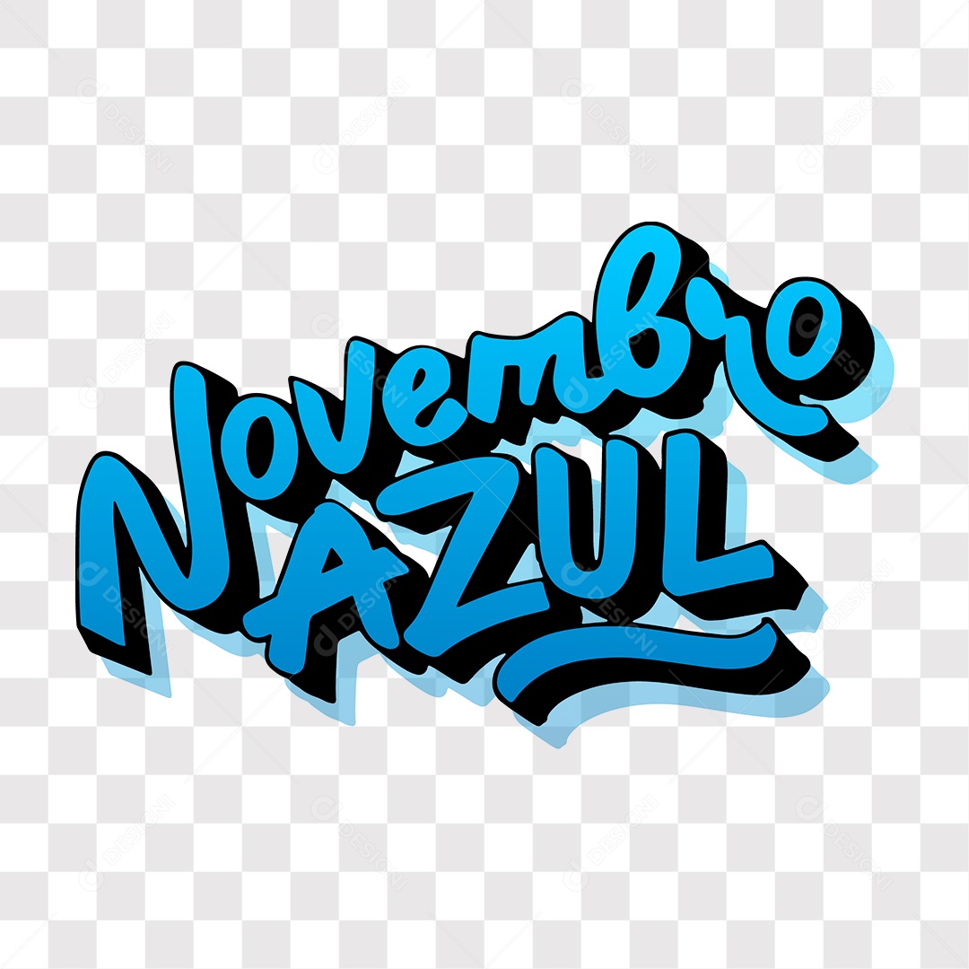 Lettering Novembro Azul Texto Azul e Preto EPS + PNG