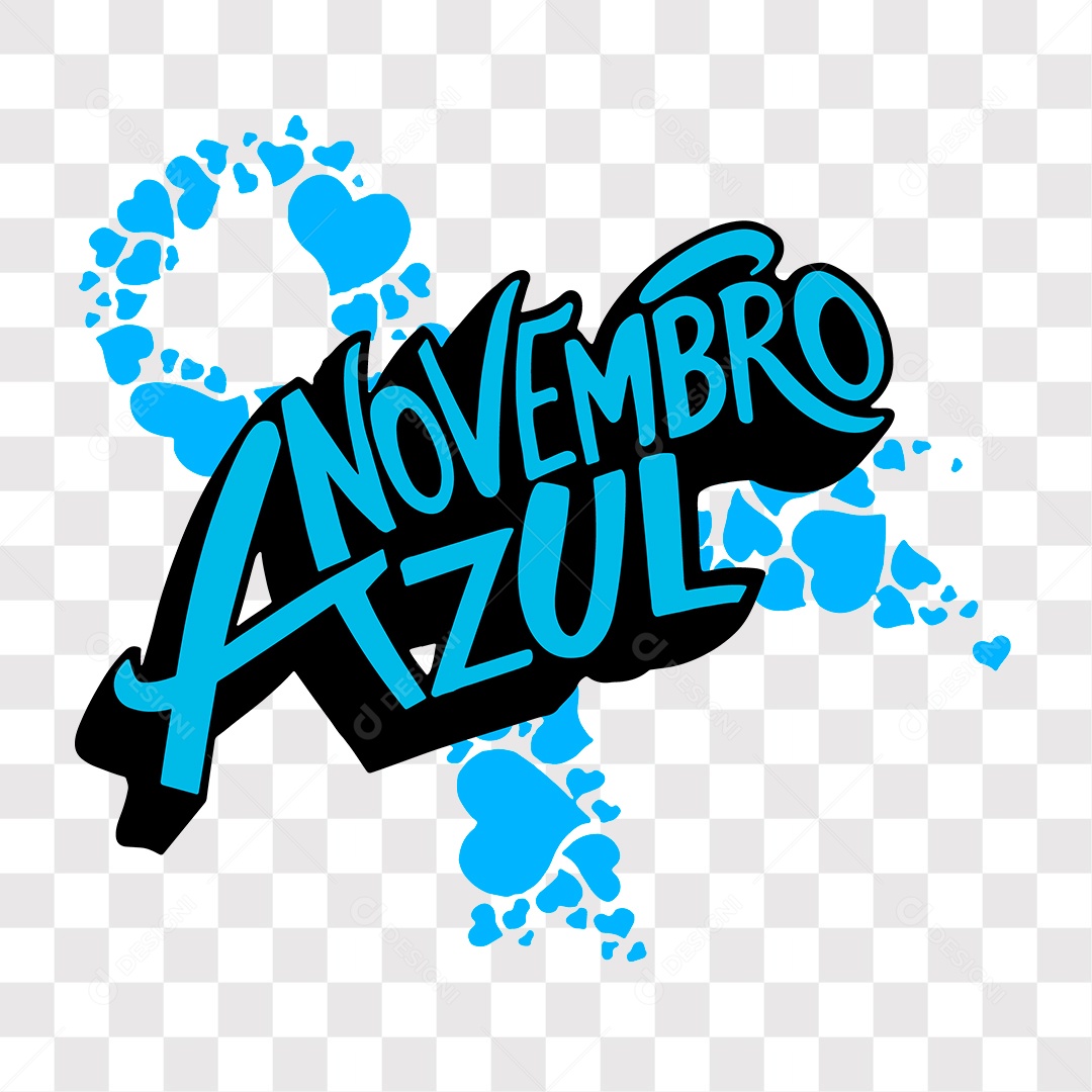 Lettering Novembro Azul Texto Azul e Preto EPS + PNG